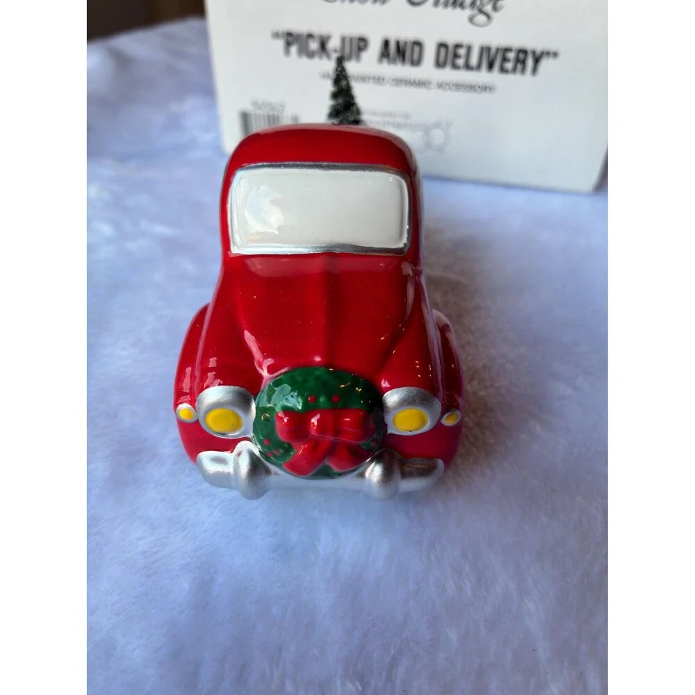 Vintage Department 56 Snow Village | Hand Painted Ceramic Pick-Up & Cadillac